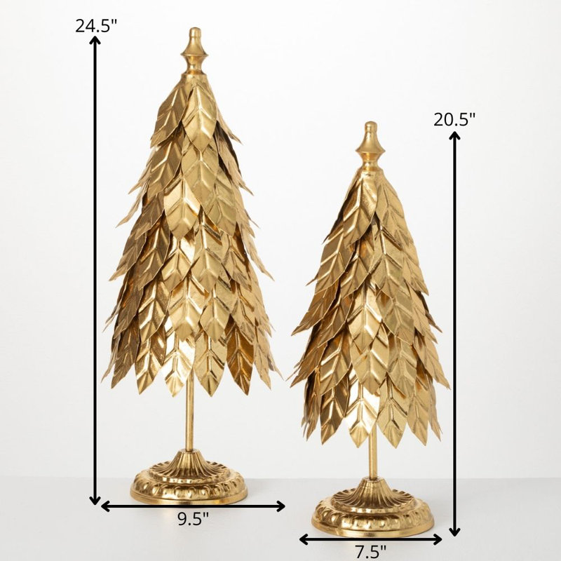 2 Piece Metal Leaf Tree Set