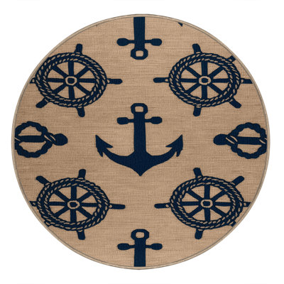 Washable Simplified nautical elements Nautical Area Rug