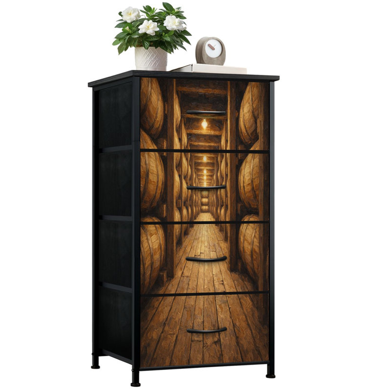 Commode pour chambre à coucher avec 4 tiroirs de rangement Bourbon Barrels