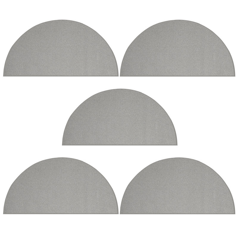 Solid Color Machine Made Tufted Polyester Area Rug in Gray Set, Half Circle 1'6" x 3'