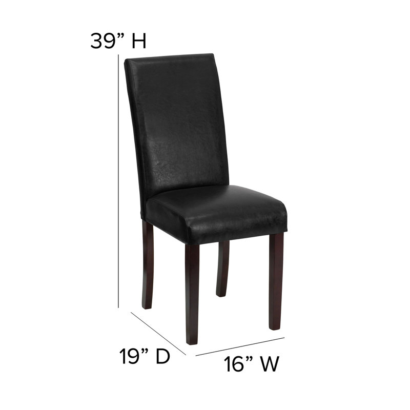 Traditional LeatherSoft Upholstered Panel Back Parsons Dining Chairs, Black