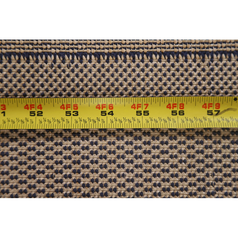 Striped Hand-Knotted Rectangle 7'10" x 9'10" Jute Area Rug in Beige/Blue