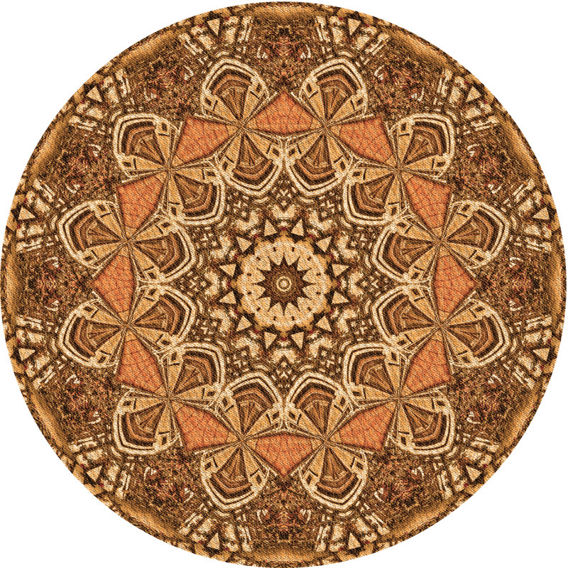 Tapis en laine orange, Rond 4 pi
