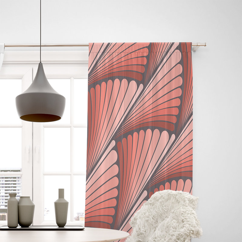 Rideaux semi-transparents géométriques avec ventilateur, l 40 po x L 61 po