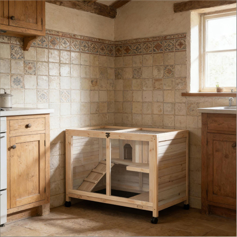 Cage à lapin, petit clapier à lapin, maison pour animaux spacieuse, Naturel