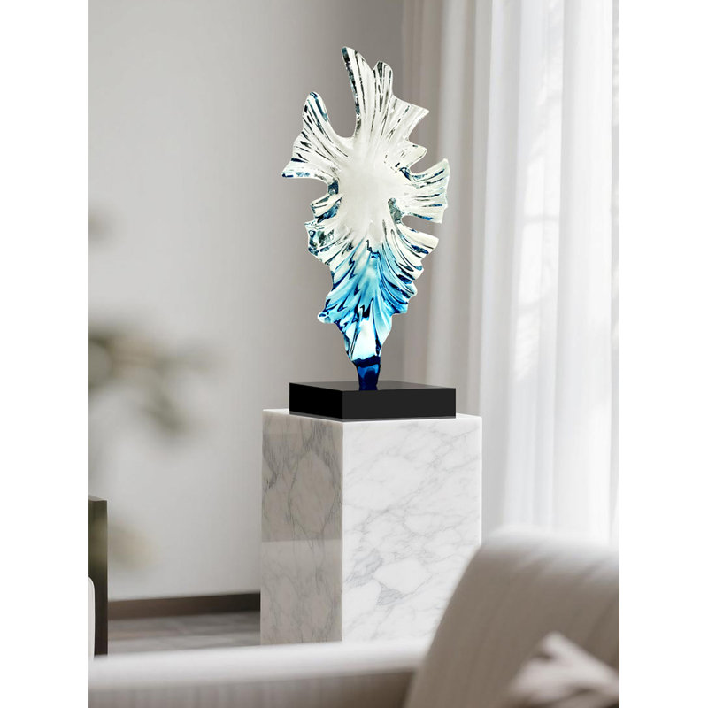 Ornements de sculpture en résine abstraite moderne et minimaliste moderne, Bleu / Transparent