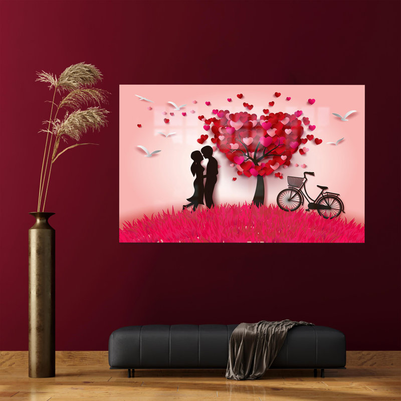 Couple romantique encadré en verre, art mural idéal pour le cadeau de la Saint-Valentin ou la décoration moderne