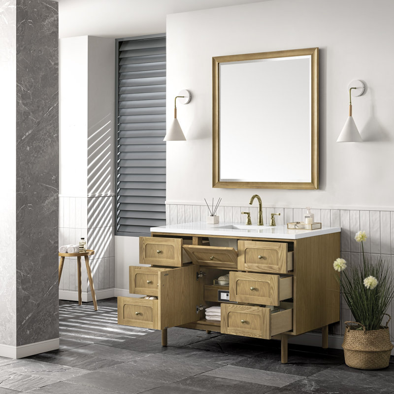 Laurent 48'' W Single Vanity, Parisien Bleu, 8" Widespread, Honey Brown