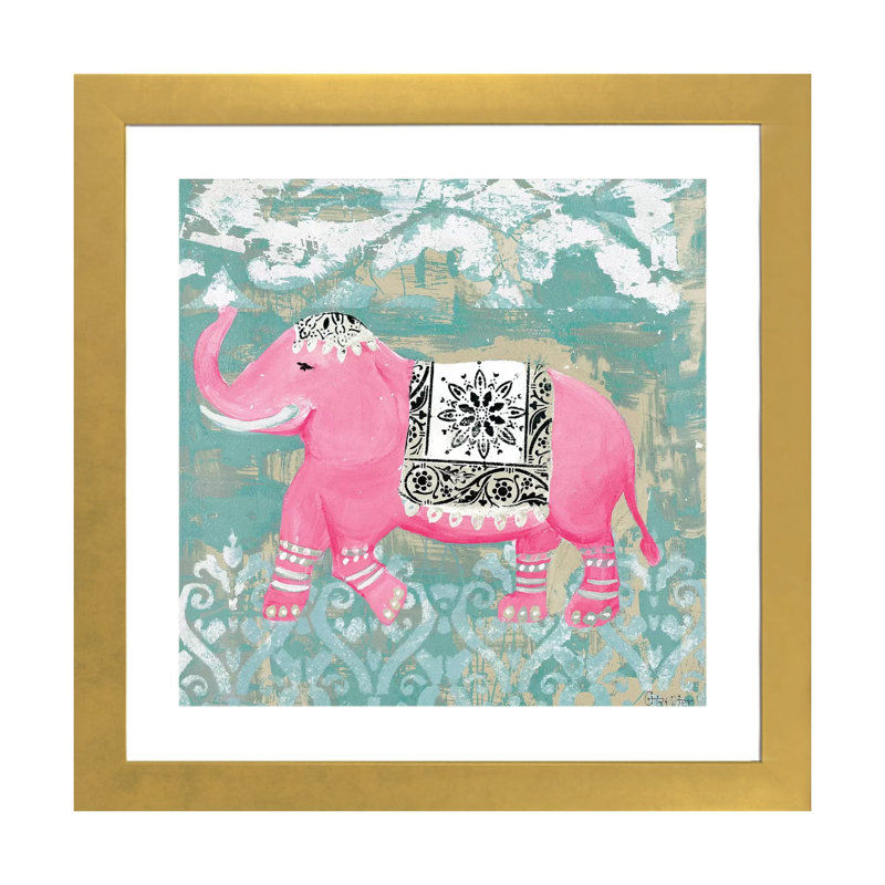 «Pink Bazar I» par Hakimipour-Ritter - impression, Blanc, H 16 po x l 16 po x p 1 po, Papier encadré doré