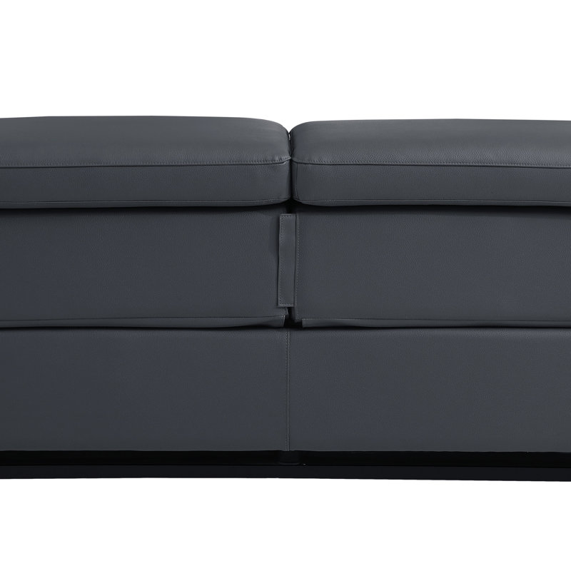Global United Top Grain Italian Leather With Power Recliner, Dark Gray