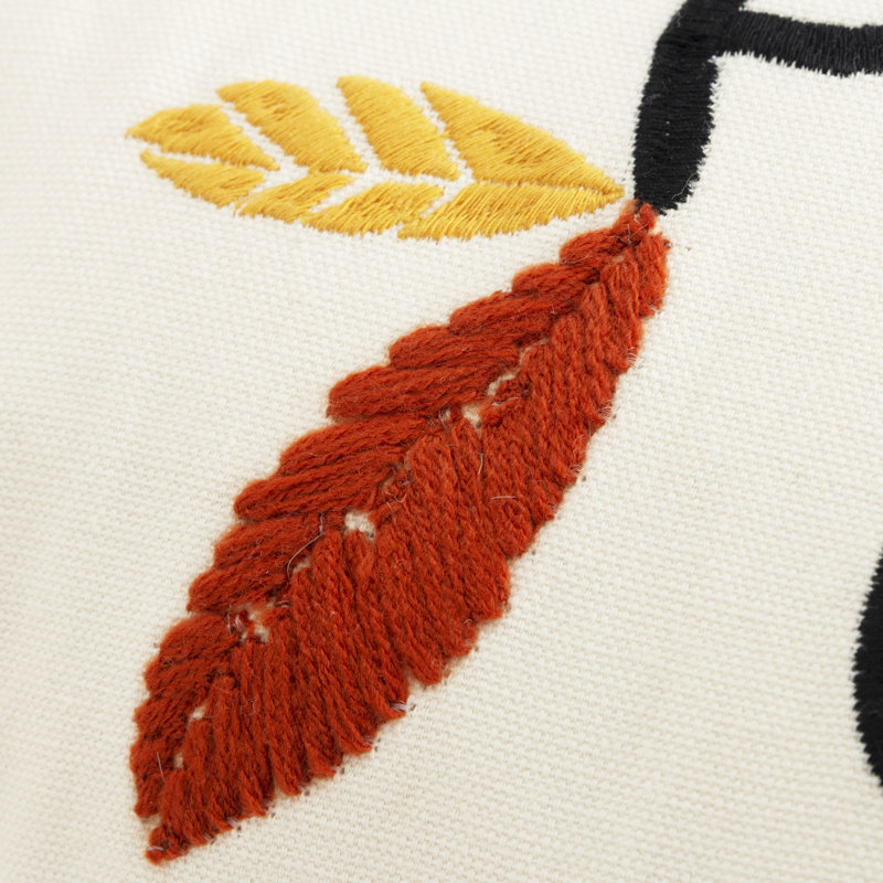 Embroidered Cotton Throw Pillow