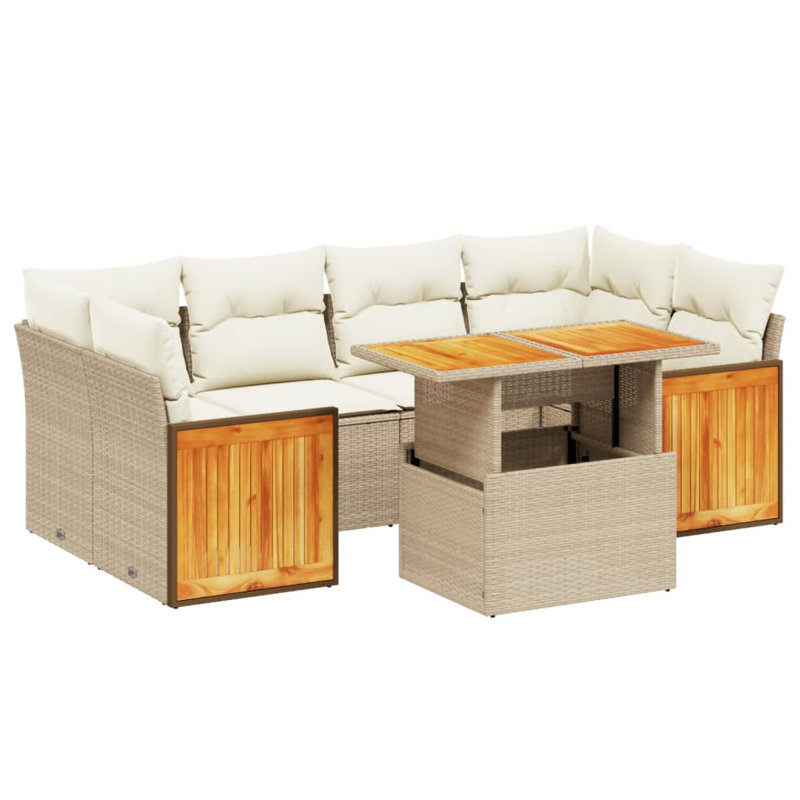 Ensemble de canapé de jardin Vidaxl beige PE rotin grand matériaux résistants aux UV