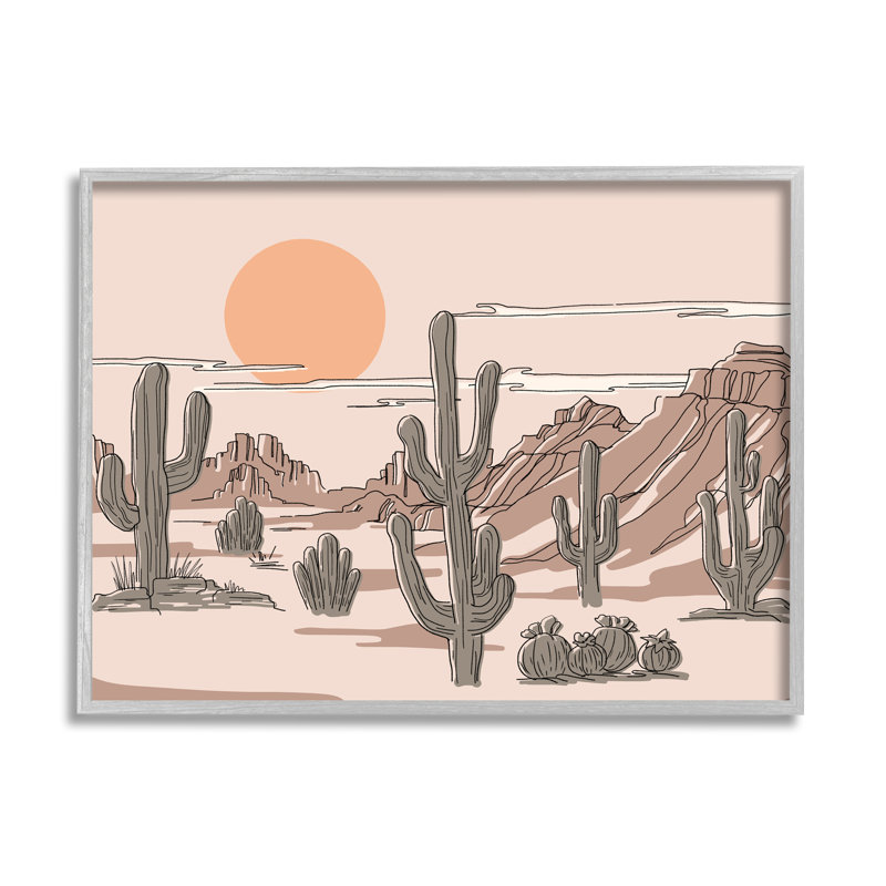 Été, soleil, désert, canyon, saguaro, cactus, estampe numérique, art texturé par Ziwei Li, H 11 po x l 14 po x P 1,5 po