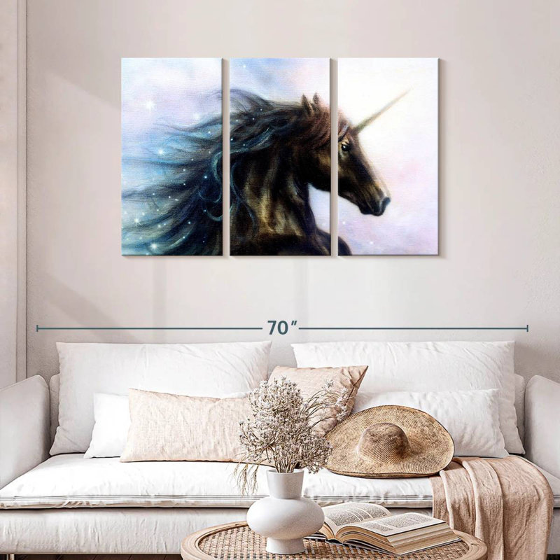 Licorne noire Kelan, H 28 po x l 45 po