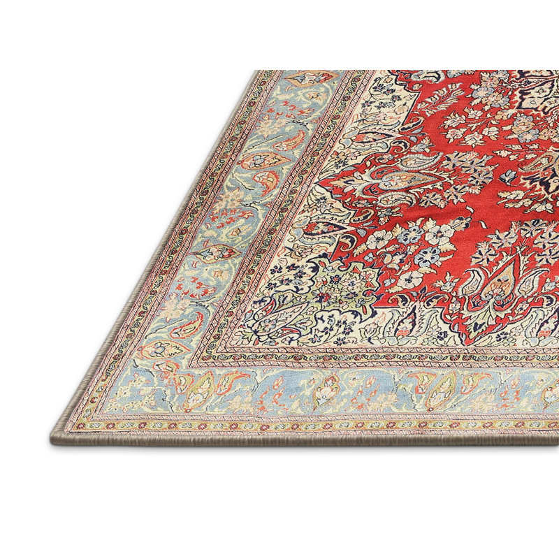 Tapis décoratif rouge à motif oriental Simran, Rectangle 8 pi x 10 pi