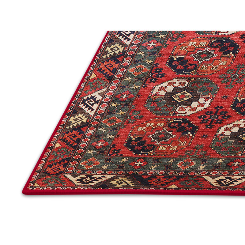 Tapis rouge / blanc / noir Kristine Southwestern, Rectangle 5 pi x 7 pi