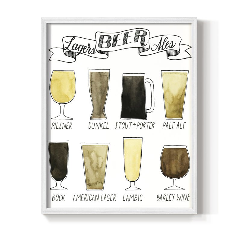 «Beer Information», reproduction encadrée - bois massif, H 21 po x l 17 po, Blanc