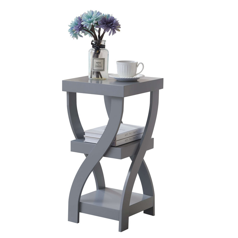 Aurianne Trestle End Table with Storage, Gray