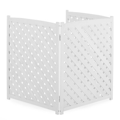 Clôture de climatiseur en bois de cèdre à 3 panneaux et écran d'intimité avec piquets de sol en métal, l 32 po x H 38 po par panneau