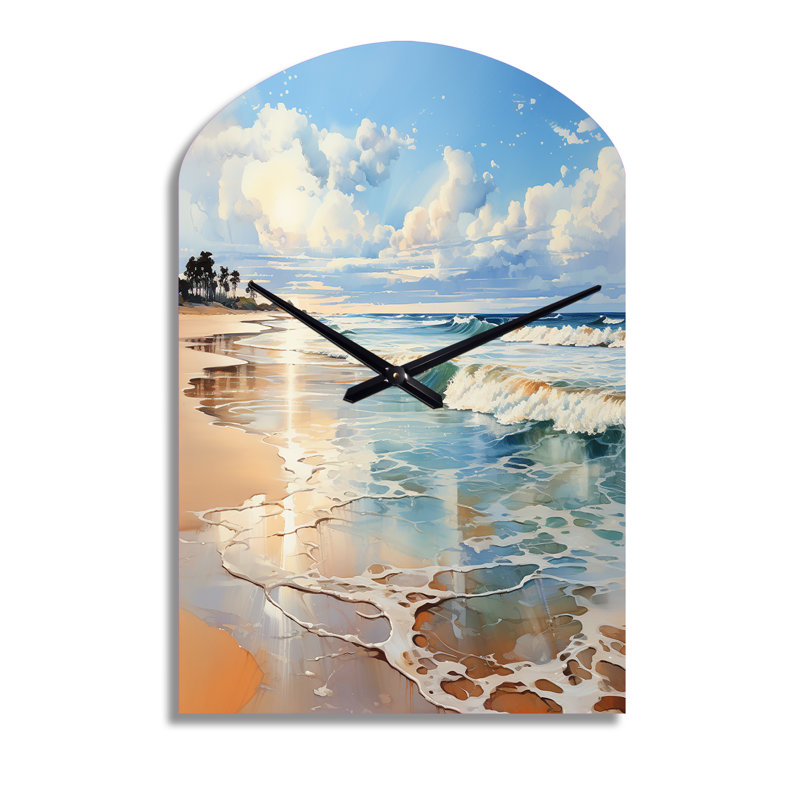 Grande plage horloge murale sarcelle, Moyenne