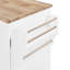Îlot de cuisine classique avec rangement interne - 3 tiroirs, 2 tablettes coulissantes, étagère, blanc, bois d'hévéa, P 17 po x l 50 po-1945569489-1945569495