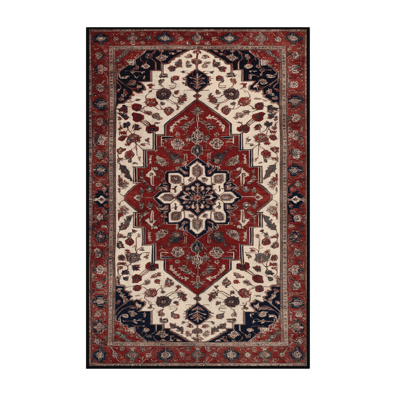 Tapis persan noir lavable à la machine, Rectangle 4pi x 6 pi