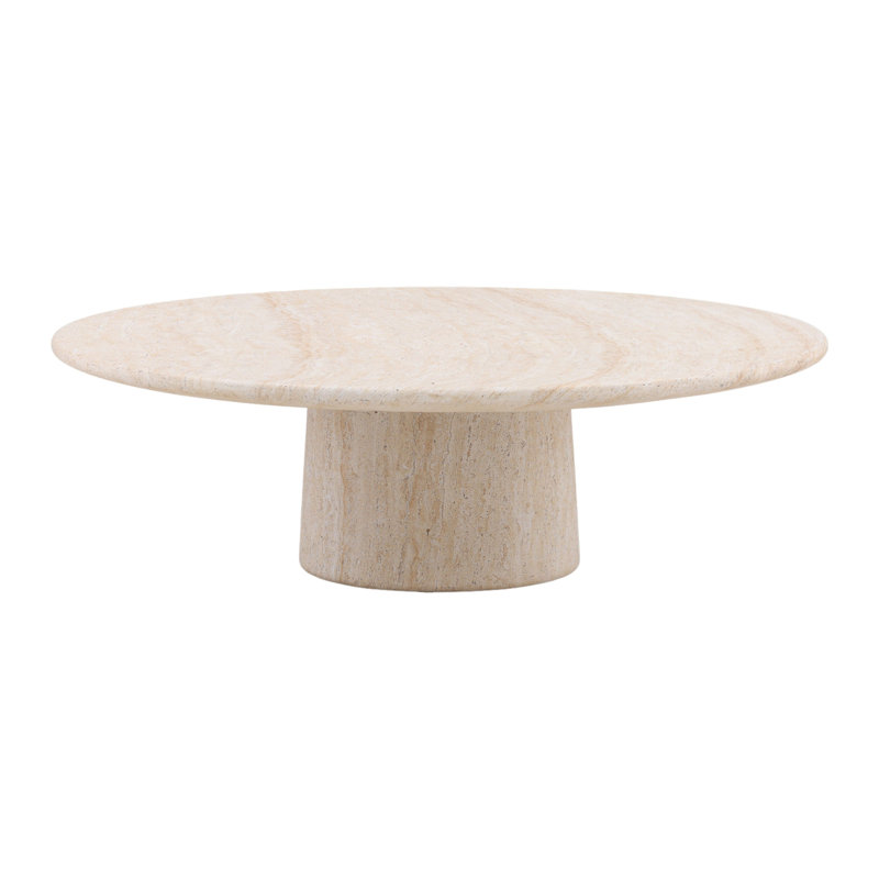 Trebol Lightweight Concrete Outdoor Coffee Table, Faux Travertine