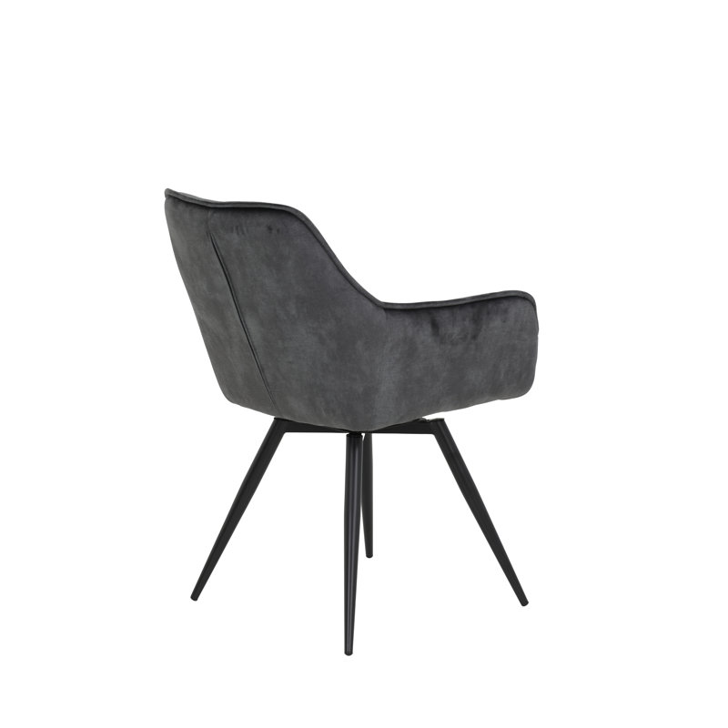 49cm H Tufted Velvet Upholstered Armchair, Vintage Anthracite