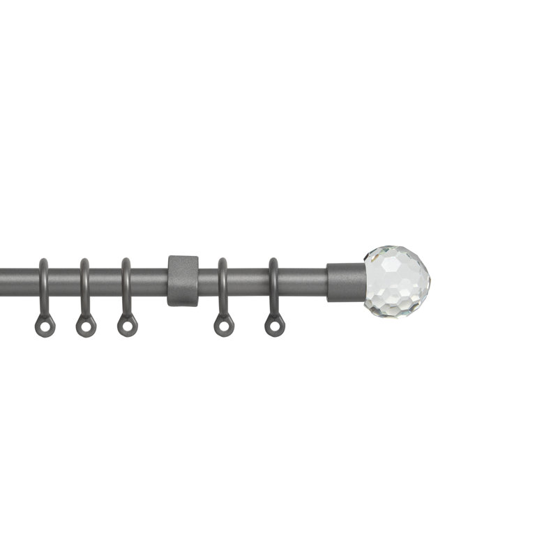 Adjustable 120cm to 210cm 1.6cm Single Curtain Pole, Silver