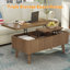 Table basse à plateau relevable 3 en 1, tables basses convertibles cannelées se convertit en tables de salle à manger, table de centre ovale moderne en bois avec rangement pour petit bureau (noyer)-1389219055-1389219051