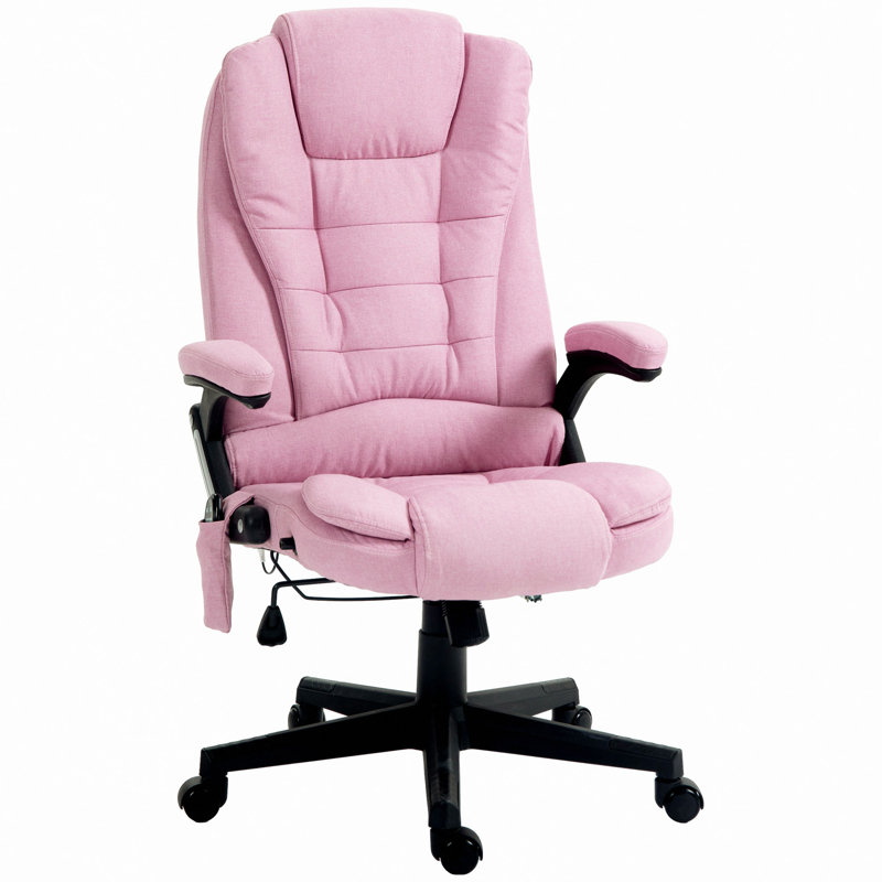High Back Vibration Massage Office Chair With 6 Vibration Points, Microfiber Cloth, Red Brown