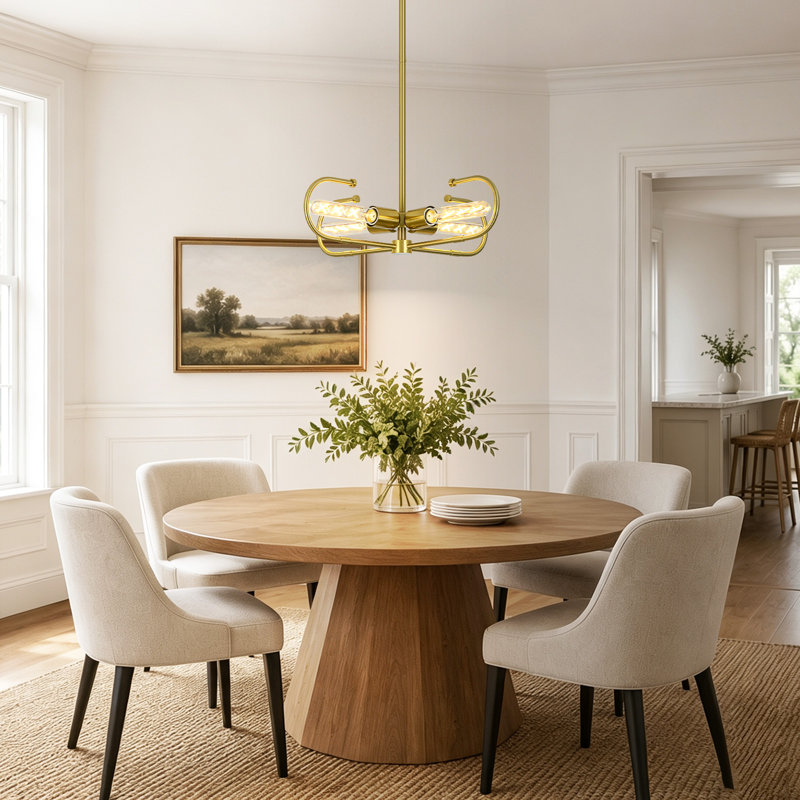 Raventon Home 4-Light Industrial Brass Pendant Light