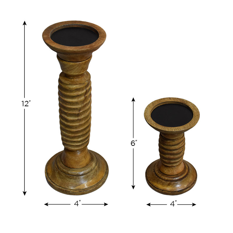 Wood Tabletop Candlestick, 9" H x 9" W x 12" D