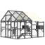 Grand patio pour chat pour plusieurs chats - maison en bois avec 7 plateformes, 2 boîtes de repos, pont, rampe et cage de sécurité, abri de toit gris, caractéristique supplémentaire, matériaux