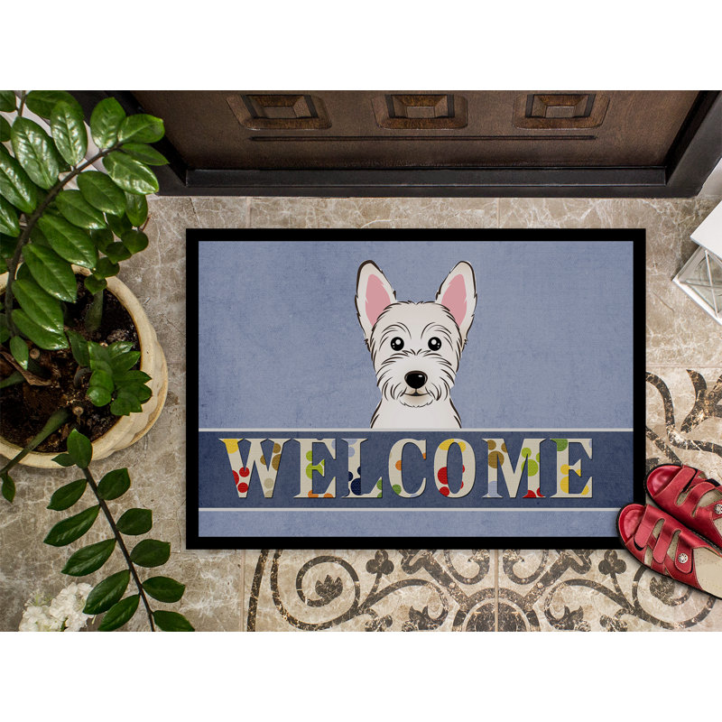 Paillasson d’extérieur antidérapant Toquerville Westie welcome, Rectangle 1 pi 6 po x 2 pi 3 po
