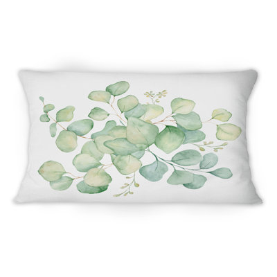 Green Eucalyptus Bouquet On White - Traditional Printed Throw Pillow