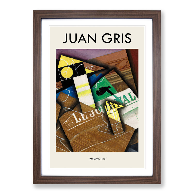Fantomas by Juan Gris - Single Picture Frame Print, Walnut Framed, 36cm H x 27cm W x 2cm D