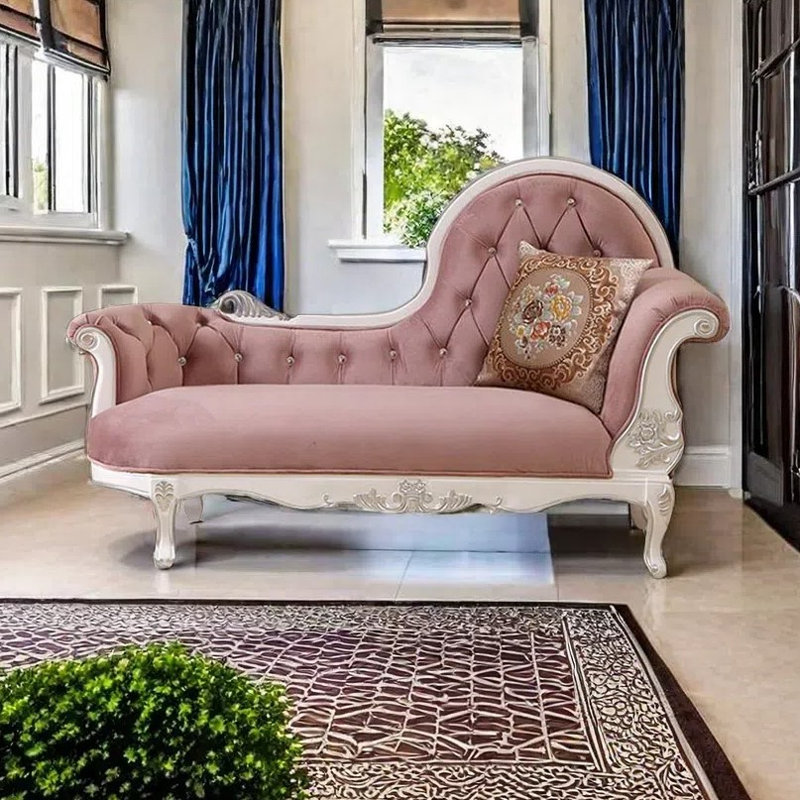 Chaise longue rembourrée Elegant Classical, Accoudoir à droite (vu de face), Rose