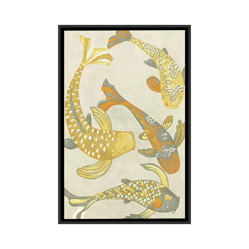 « golden koi i », impression sur toile, H 26 po x l 18 po x P 1,5 po, Toile avec cadre noir, Pas de tapis