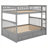 For Shared Bedrooms, Gray-toned Solid Pine Convertible Full over Full Platform Bunk Bed with Storage Drawers