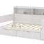 Lit de jour double avec tablettes de rangement, bureau intégré et 2 tiroirs sous le lit, cadre de lit en bois, sommier non requis-118020150