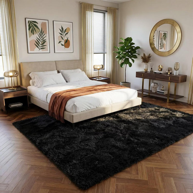 Phyllida Solid Colour Shag Area Rug, Rectangle 183 x 275 cm 