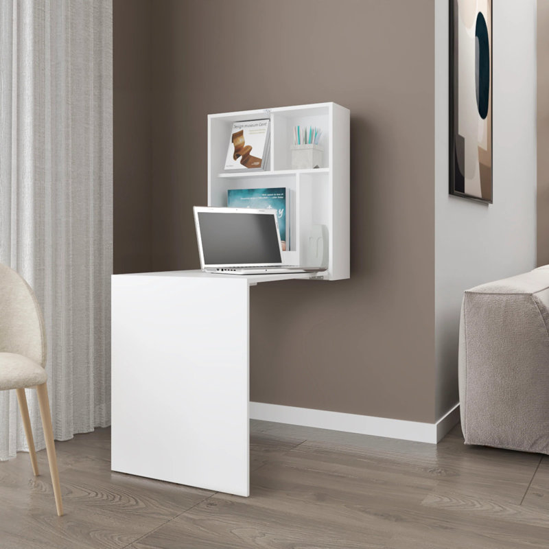 White Wall-Mounted Drop-Leaf Table