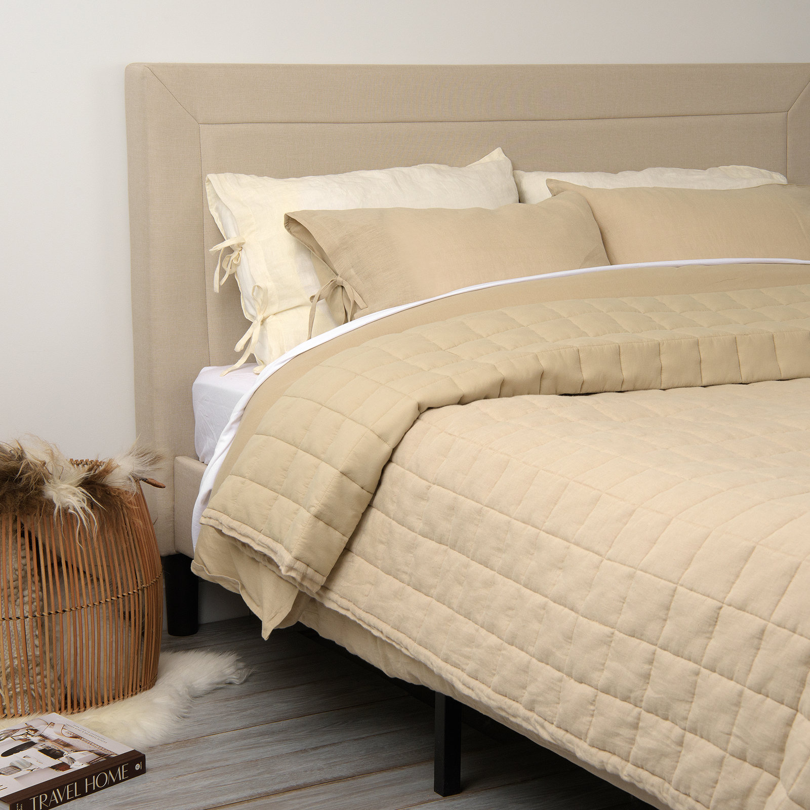 Hatley Linen Quilt Set, Natural, Queen Quilt
