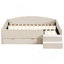 Cadre de lit de jour entièrement rembourré avec 2 tiroirs de rangement et dossier confortable, beige