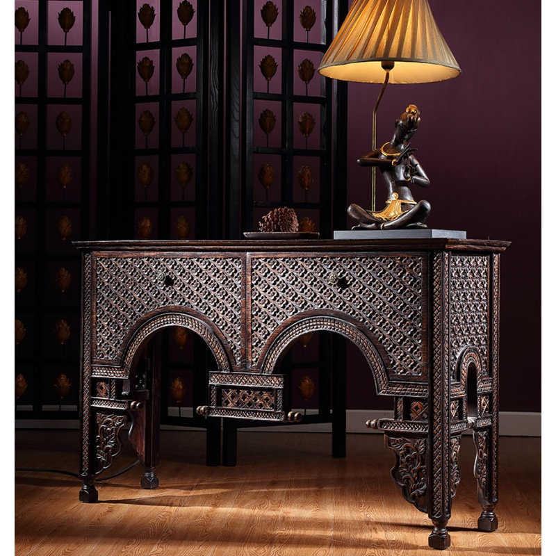 Commode d'appoint en bois massif Tafa, Brun foncé