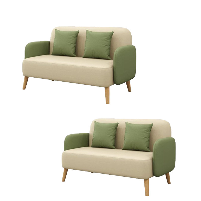 Banc rembourré en mélange de polyester, Blanc cassé / vert clair