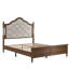 Lit double pleine grandeur avec tête de lit tapissier et pied de lit à panneau - Style Mid-Century rétro en noyer brun