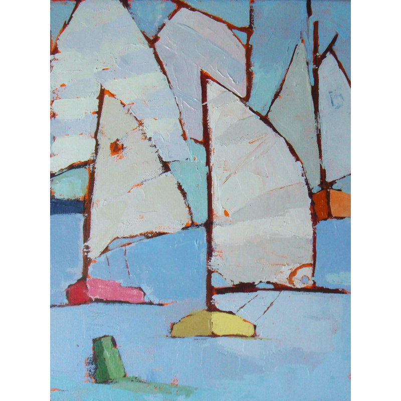 Rounding The Buoy Print by Phyllis Adams, 31.25" H x 25.25" W