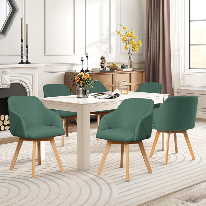Swivel Linen Modern Upholstered Back Dining & Side Chair, Green